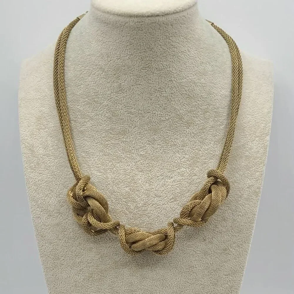 J Crew Gold Tone Mesh Knotted Necklace